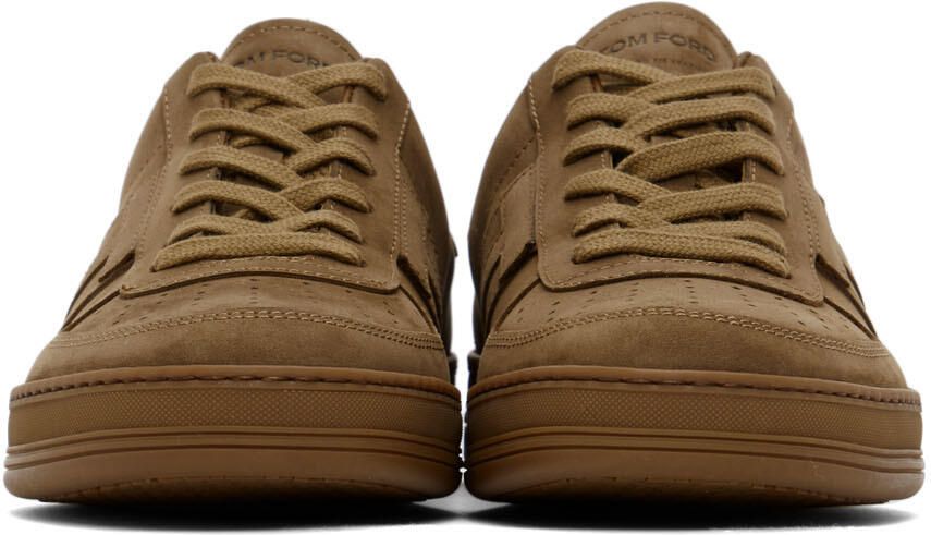 TOM FORD Khaki Suede Radcliffe Sneakers - Picture 3