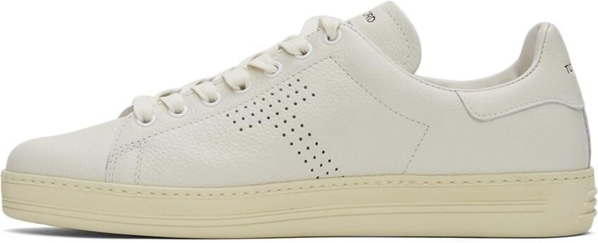TOM FORD Off-White Grained Leather Warwick Sneakers - Picture 4