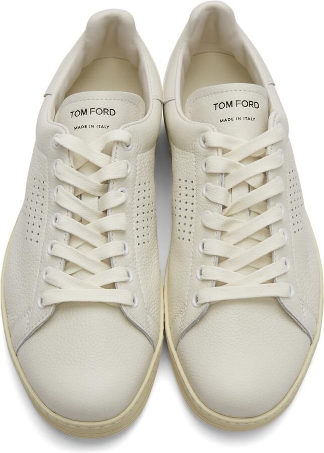 TOM FORD Off-White Grained Leather Warwick Sneakers