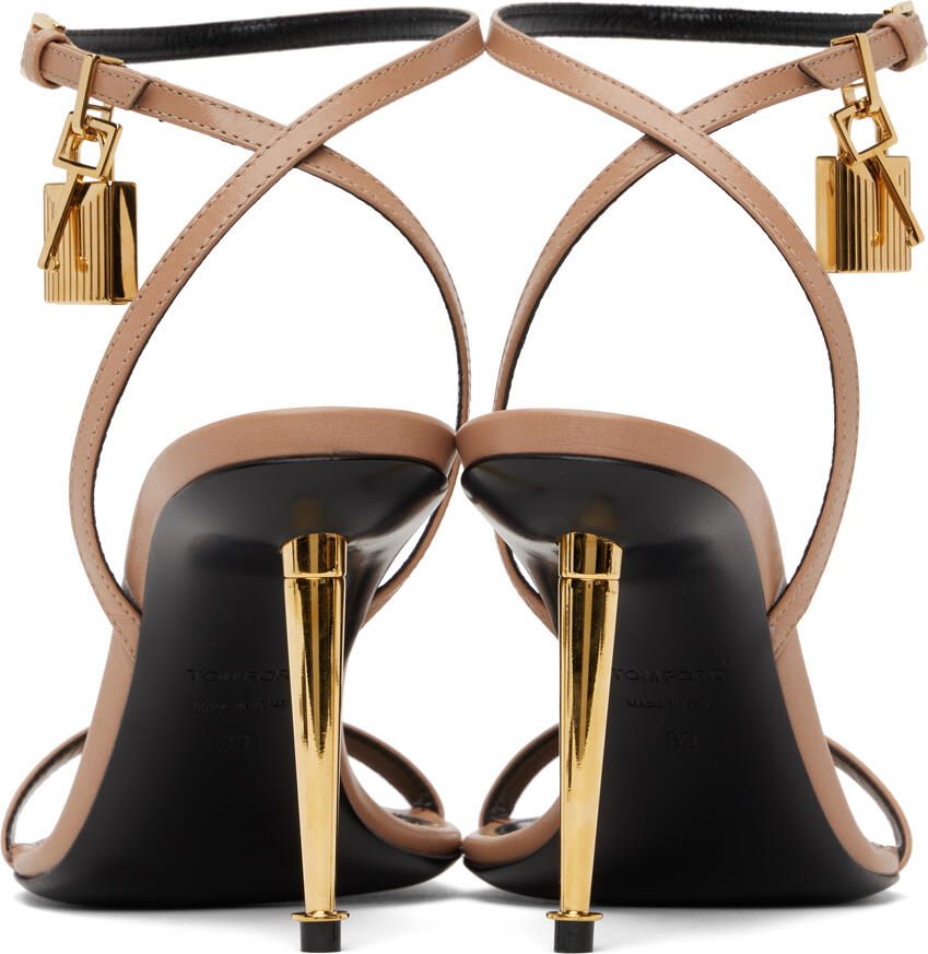 TOM FORD Taupe Padlock Pointed Naked Heeled Sandals