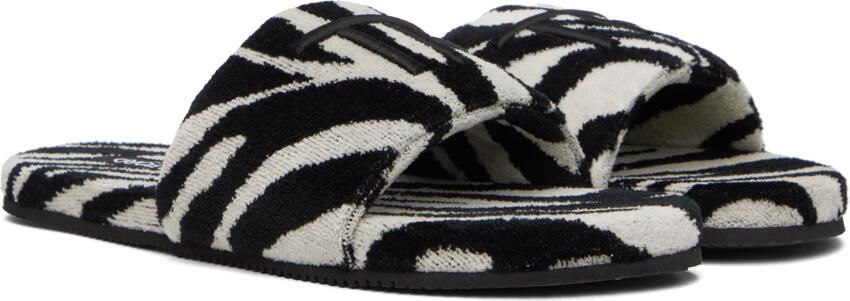 TOM FORD White & Black Harrison Slippers - Picture 2