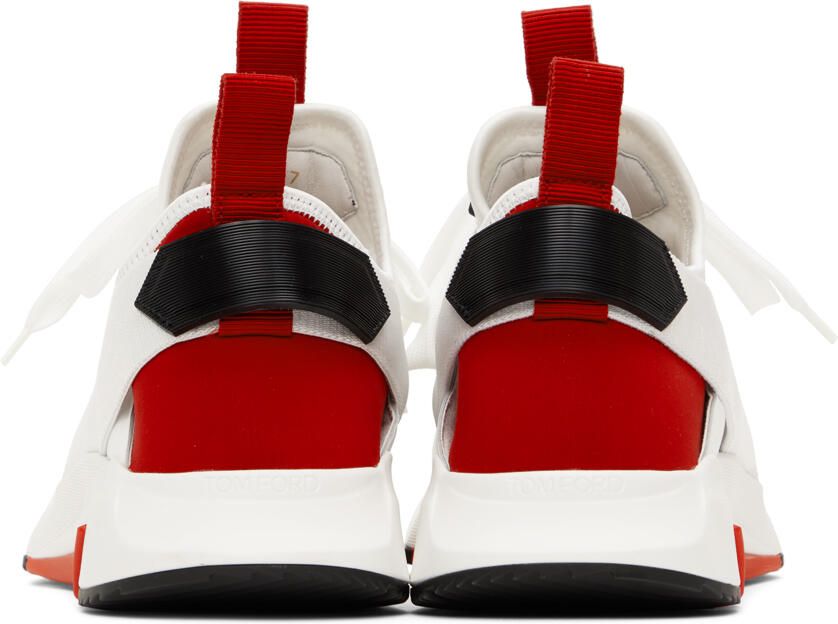 TOM FORD White & Red Jago Sneakers