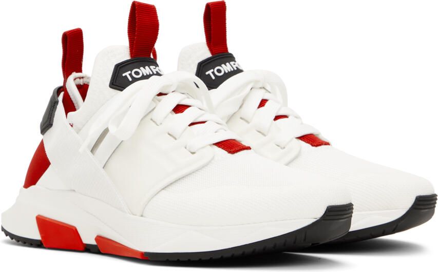 TOM FORD White & Red Jago Sneakers - Picture 2
