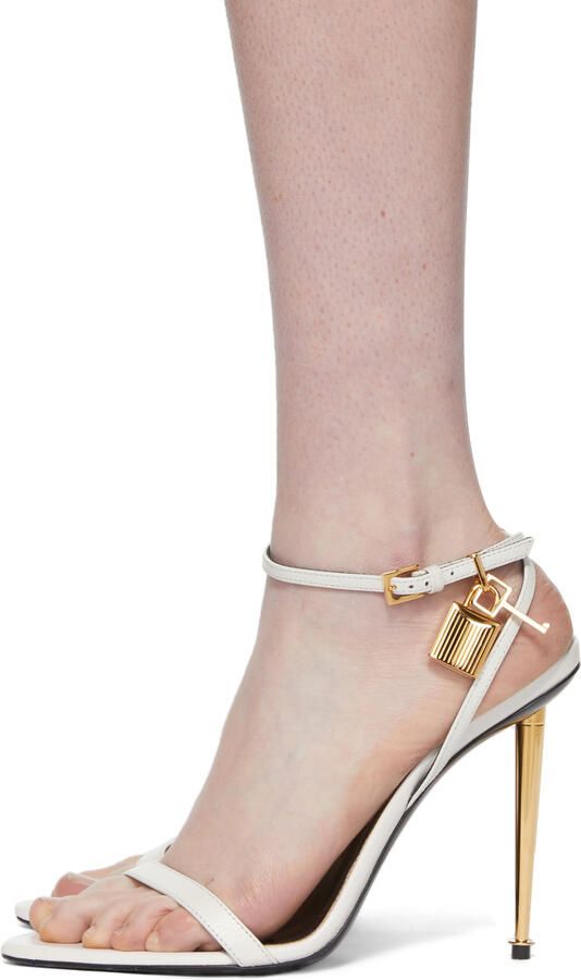 TOM FORD White Padlock 105 Heeled Sandals - Picture 3