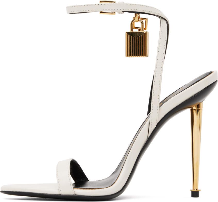 TOM FORD White Padlock Pointed Naked Heeled Sandals - Picture 4