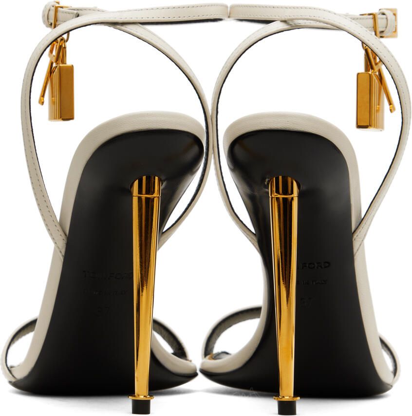 TOM FORD White Padlock Pointed Naked Heeled Sandals - Picture 2