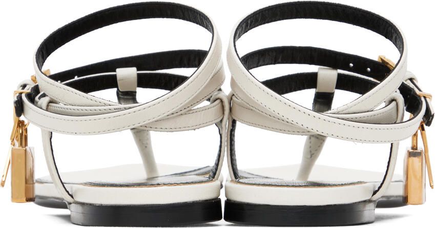 TOM FORD White Padlock Thong Sandals