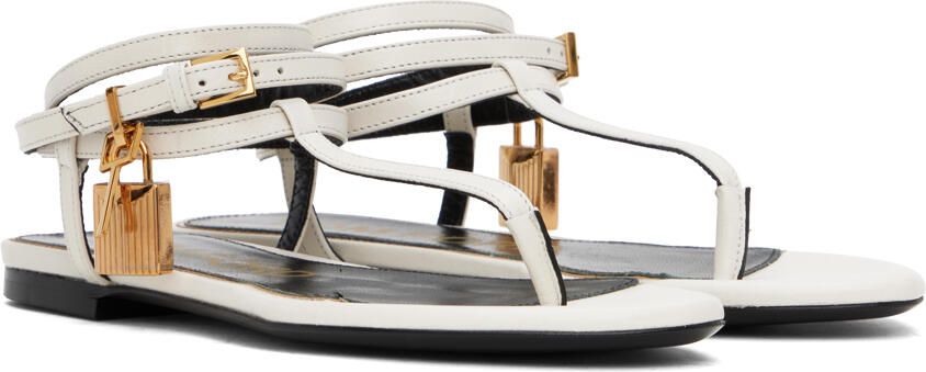 TOM FORD White Padlock Thong Sandals - Picture 2