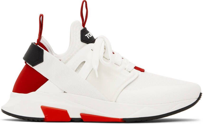 TOM FORD White & Red Jago Sneakers - Picture 5