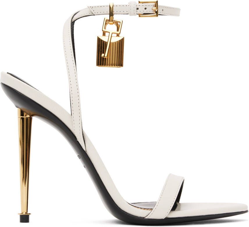 TOM FORD White Padlock Pointed Naked Heeled Sandals - Picture 3