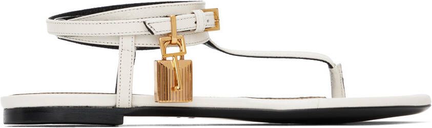 TOM FORD White Padlock Thong Sandals - Picture 5