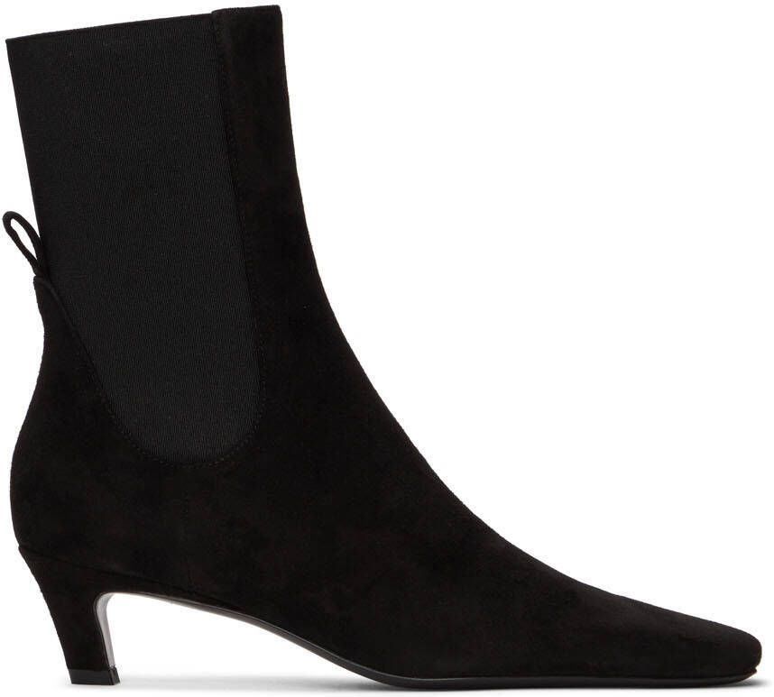 Totême Black Mid Heel Suede Boots - Picture 5