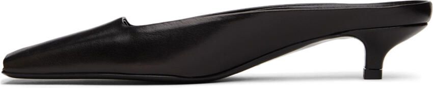 Totême Black Leather Heeled Mules - Picture 2