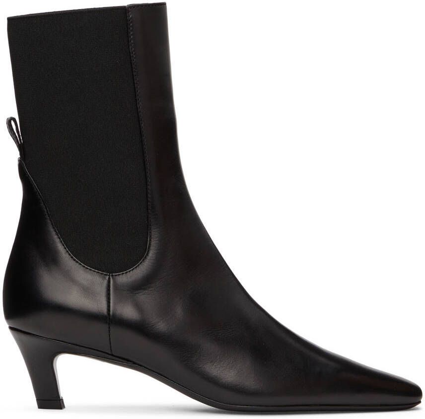 Totême Black Mid Heel Ankle Boots - Picture 5