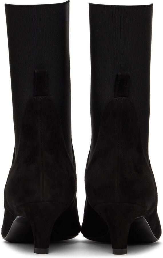 Totême Black Mid Heel Suede Boots - Picture 3