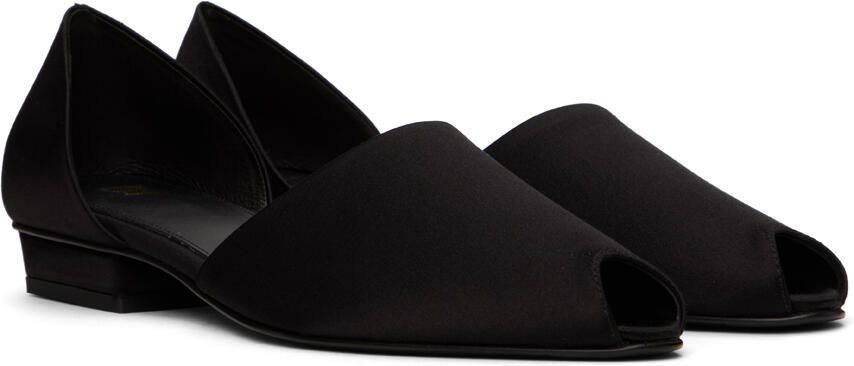 TOTEME Black 'The Peep-Toe' Slippers - Picture 2