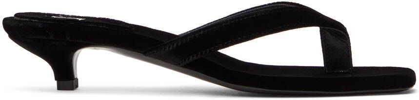 Totême Black Velvet Heeled Flip Flops - Picture 5