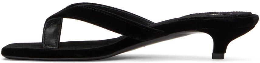 Totême Black Velvet Heeled Flip Flops - Picture 4