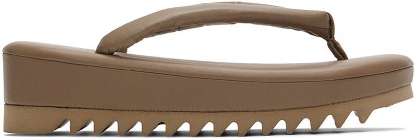 UNDERCOVER Beige Leather Flip Flops - Picture 5