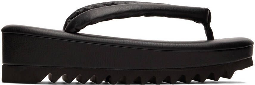 Undercover Black Leather Flip Flops