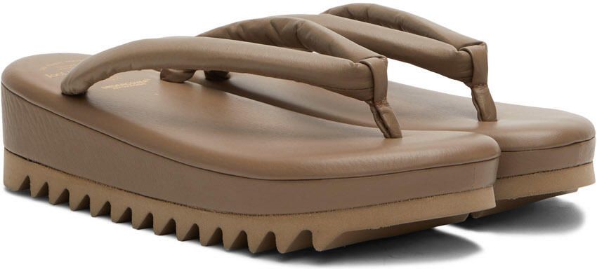 UNDERCOVER Beige Leather Flip Flops - Picture 2