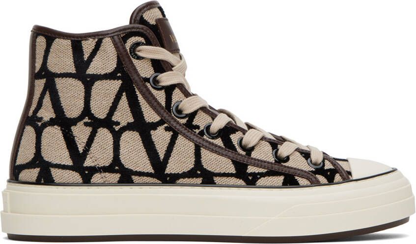 Valentino Garavani Beige & Black Totaloop Sneakers - Picture 4