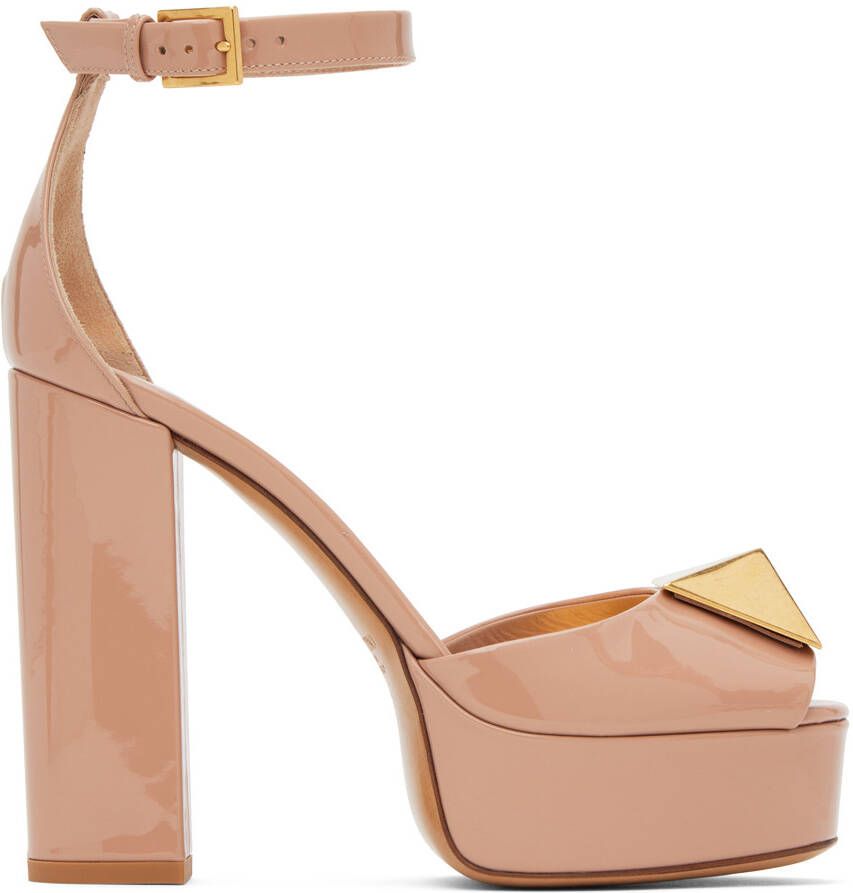 Valentino Garavani Beige One Stud 120 Platform Heeled Sandals