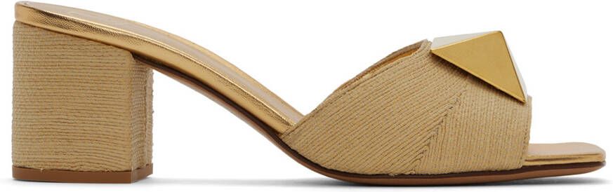 Valentino Garavani Beige One Stud Heeled Sandals - Picture 3