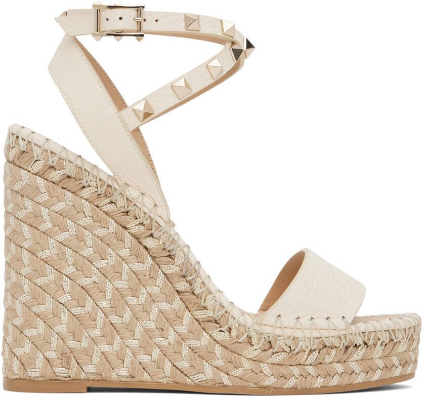 Valentino Garavani Beige Rockstud Heeled Sandals - Picture 5