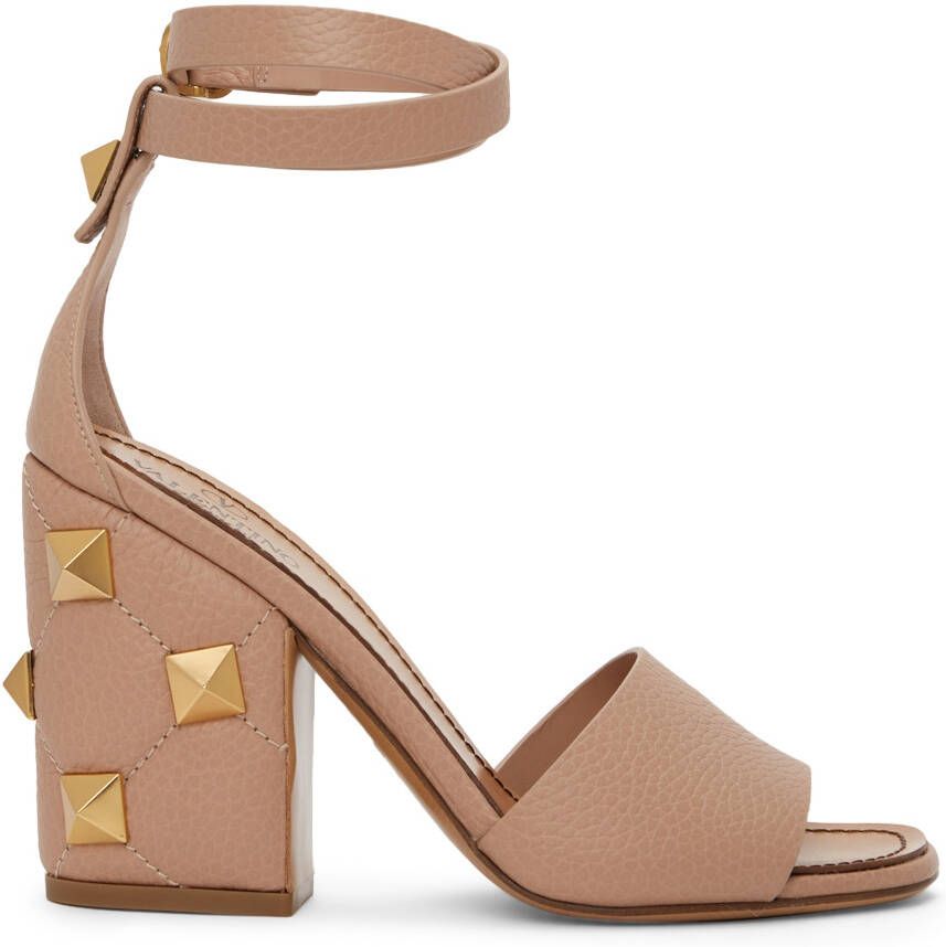 Valentino Garavani Beige Roman Stud Heeled Sandals
