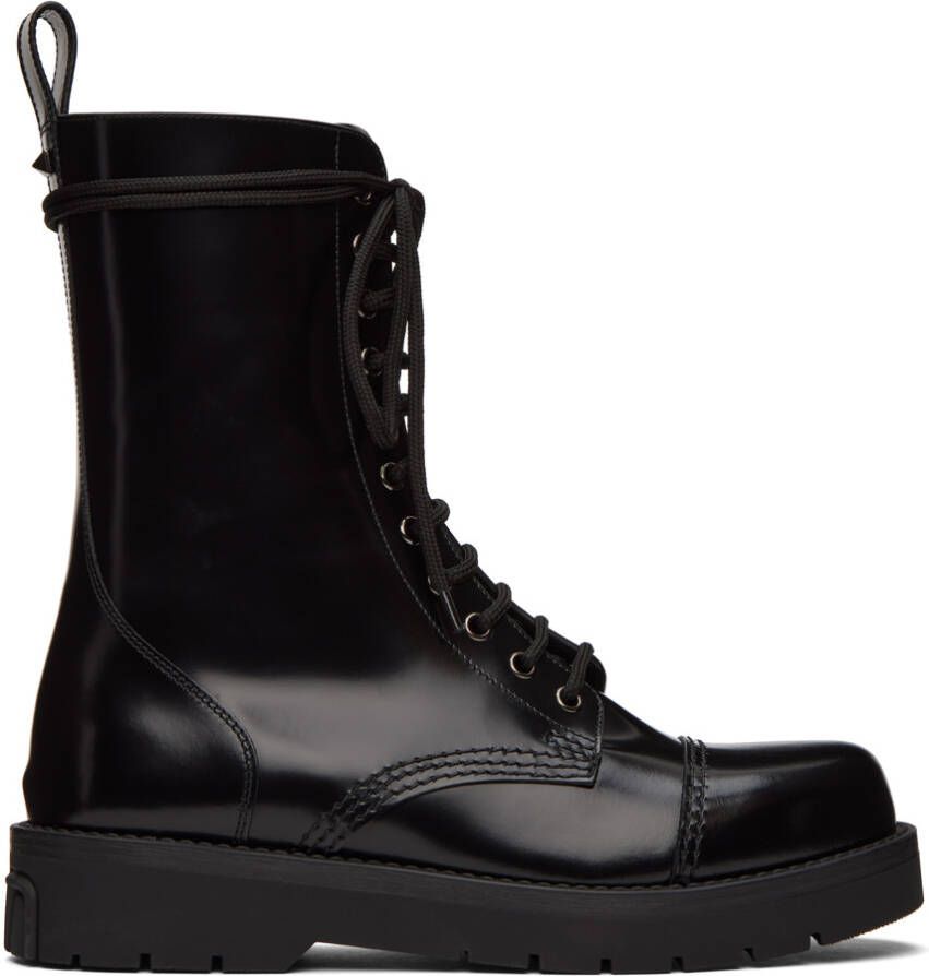 Valentino Garavani Black Camden Combat Boots