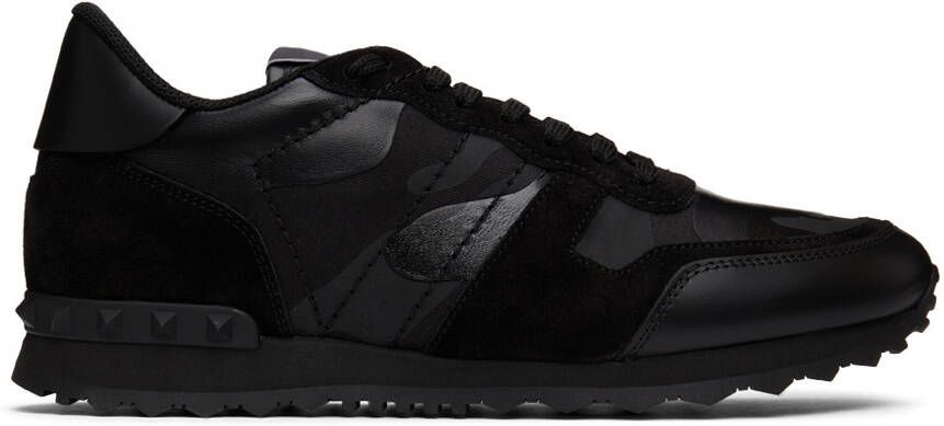 Valentino Garavani Black Camouflage Rockrunner Sneakers - Picture 3
