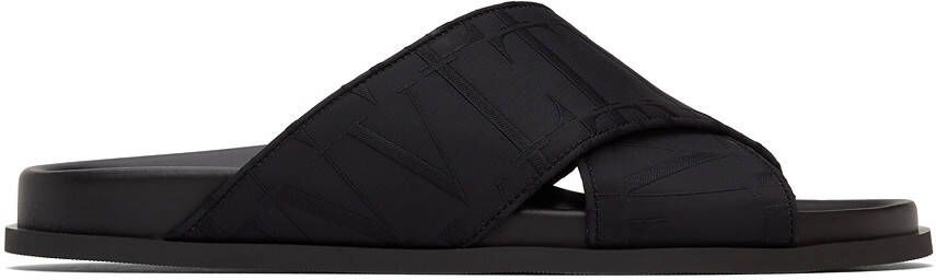 Valentino Garavani Black Jacquard 'VLTN' Sandals - Picture 4