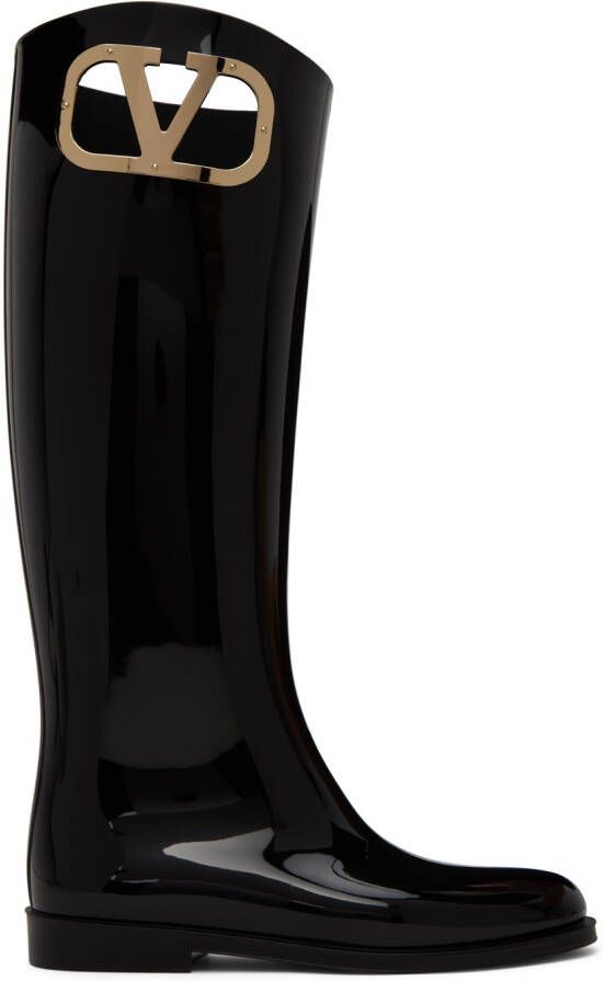 Valentino Garavani Black Logo Boots - Picture 5