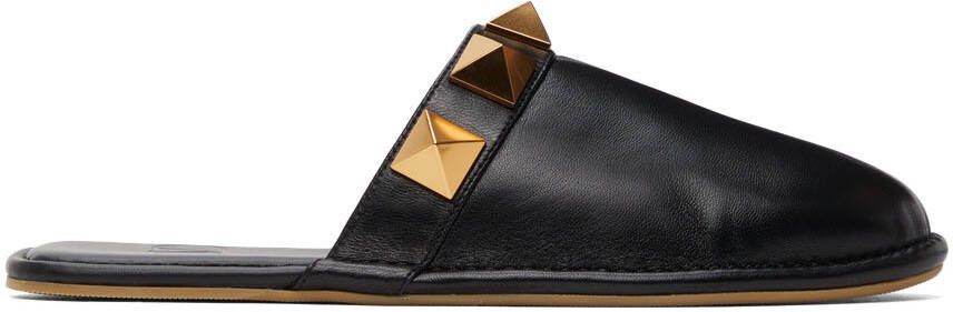 Valentino Garavani Black Nappa Stud Slippers - Picture 5