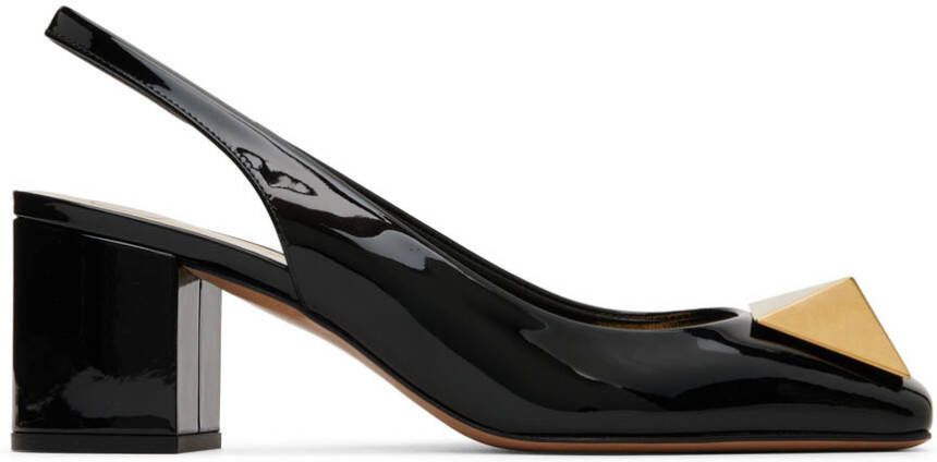 Valentino Garavani Black One Stud Slingback 60 Heels