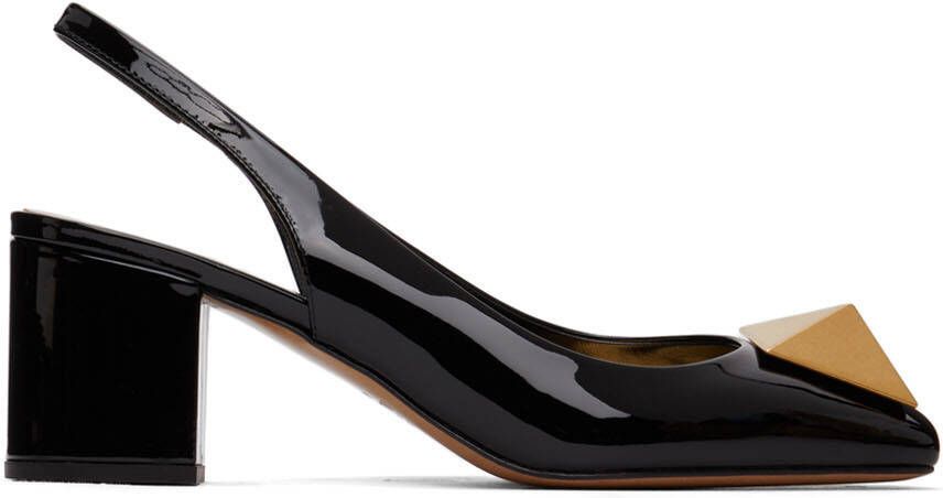 Valentino Garavani Black One Stud Slingback 60 Heels - Picture 5
