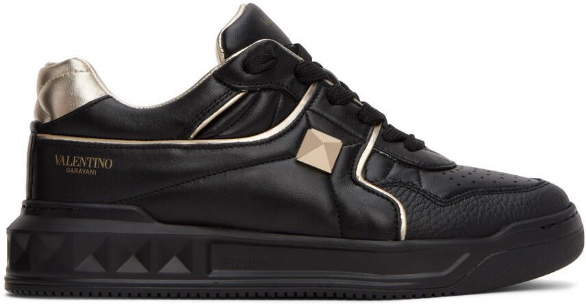 Valentino Garavani Black One Stud Sneakers - Picture 5