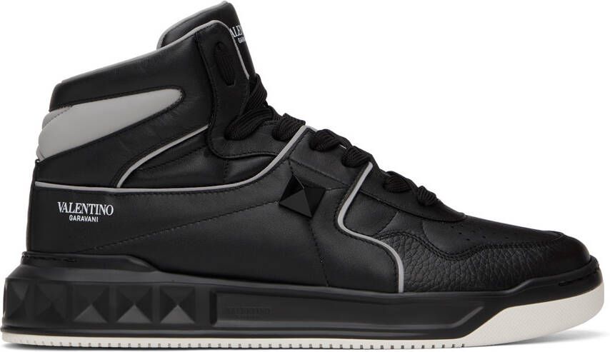 Valentino Garavani Black One Stud Sneakers - Picture 5