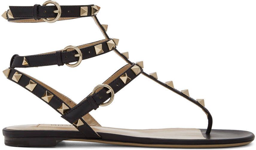 Valentino Garavani Black Rockstud Caged Sandals - Picture 5
