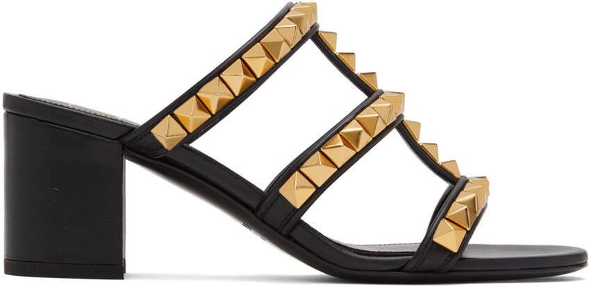 Valentino Garavani Black Rockstud Heeled Sandals