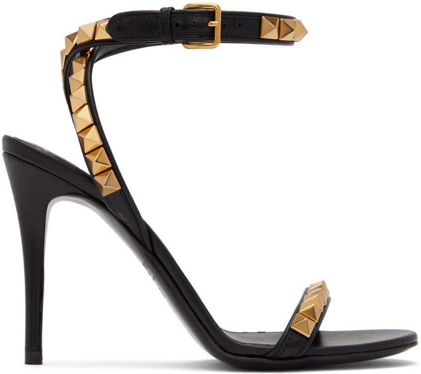 Valentino Garavani Black Rockstud No Limit Heeled Sandals