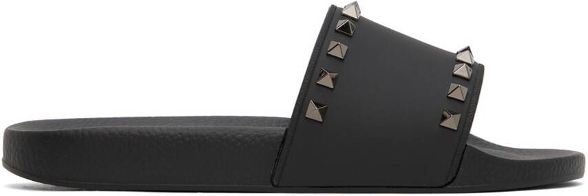 Valentino Garavani Black Rockstud Slides - Picture 5