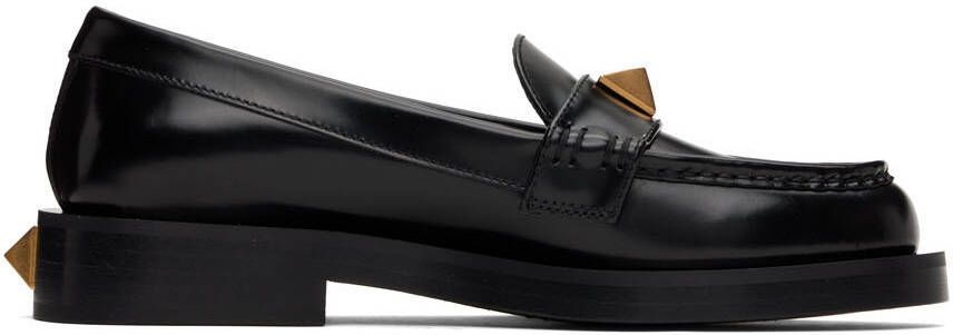 Valentino Garavani Black Roman Stud Loafers - Picture 4
