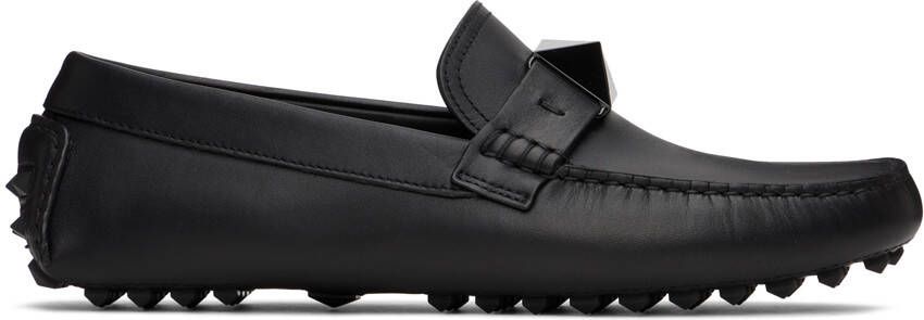 Valentino Garavani Black Roman Stud Loafers - Picture 5