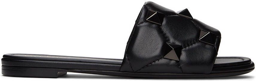Valentino Garavani Black Roman Stud Sandals - Picture 5
