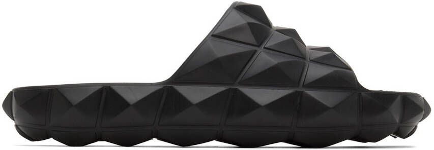 Valentino Garavani Black Roman Stud Turtle Slides - Picture 5