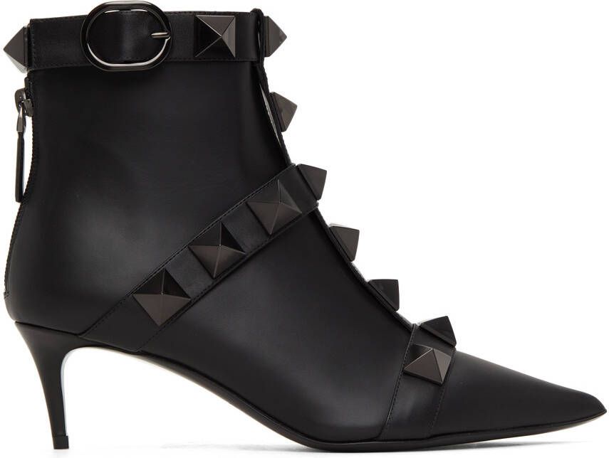 Valentino Garavani Black Roman Studs 60 Boots - Picture 5