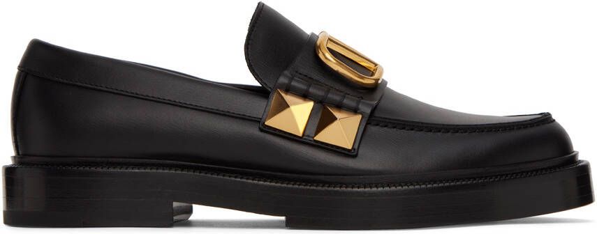 Valentino Garavani Black Stud Sign Loafers