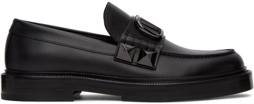 Valentino Garavani Black Stud Sign Loafers - Picture 5